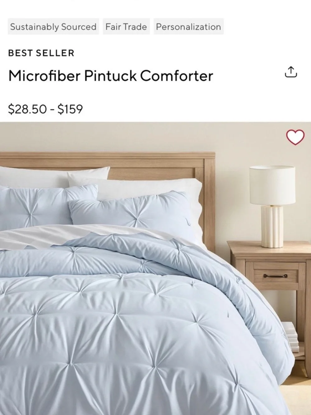 PB Teen - Neutral Pintuck Comforter - Soft Grey Bedding